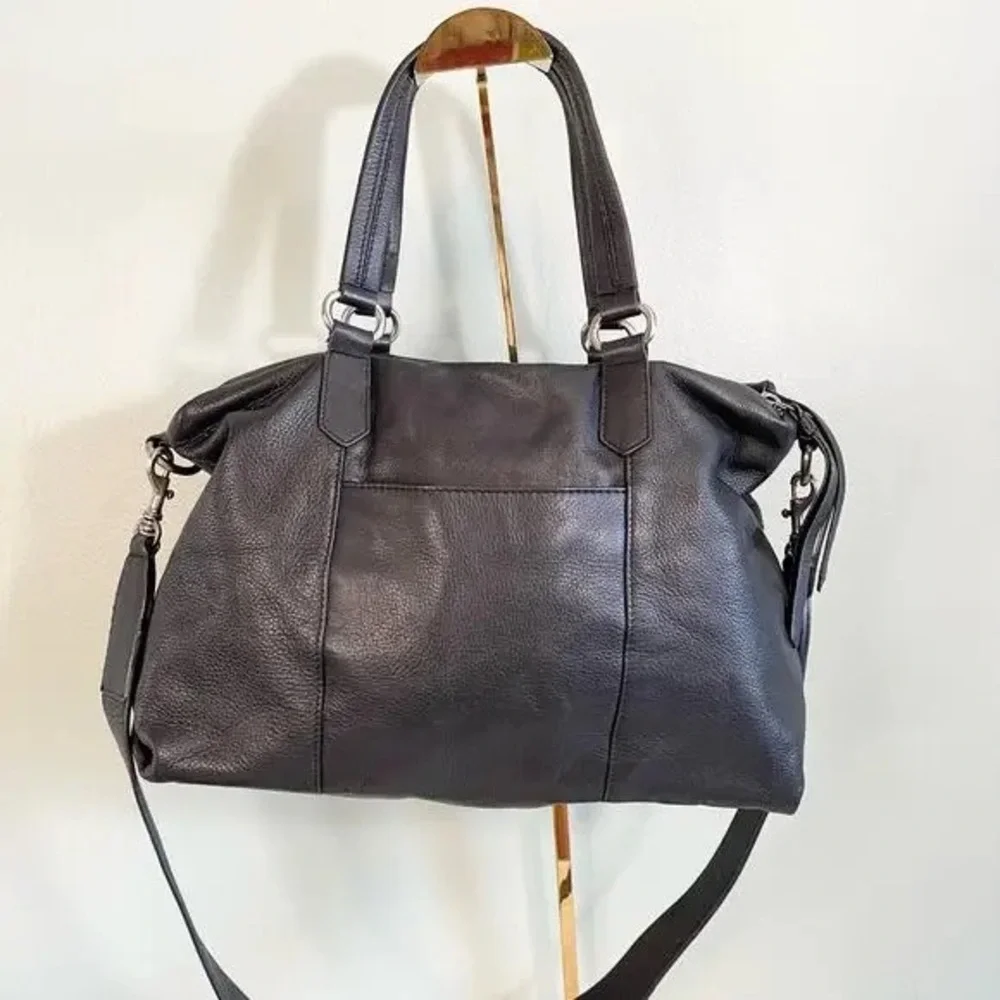 Joelle Hawkins Black Leather Tassels 2 Compartments Travel Luggage Duffle Bag - Picture 2 of 11